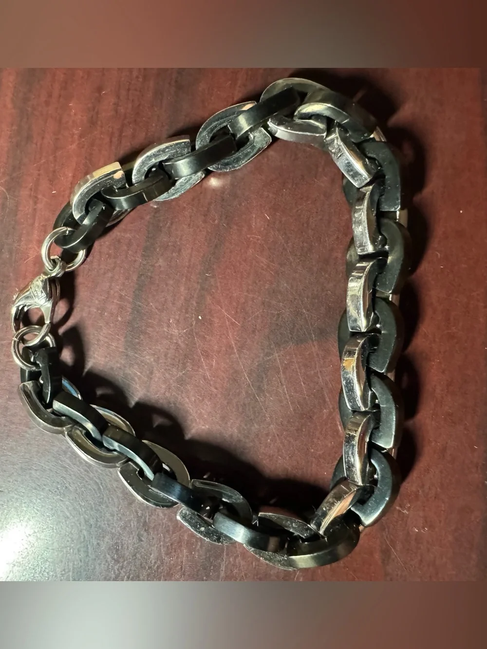 Steel Nation Mens Two Tone Stainless Steel Horseshoe Chain Bracelet